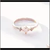 Smyckenklassisk ros guldfärg opal ringar för kvinnor kristall bröllop band engagemang bijoux kvinnliga mode smycken gåvor dropp leverans 2021 q