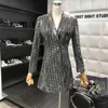 Blazer da donna Blazer da donna Nice Fashion Designer Blazer con paillettes da donna Manica lunga con scollo a V Cappotto da giacca da donna con colletto rovesciato