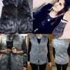 Est Jesień Moda Faux Fur Coat Ladies Bez Rękawów Szczupła Kamizelka Kobiety Kurtki Odzieży Waistcoat Plus Rozmiar XXXL Black Gray 211220