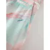 [DEAT] Mujeres Tie Dye Cintura alta Bolsillos Temperamento Pantalones cortos elegantes Pantalones cortos sueltos para mujer Moda 13C363 210527