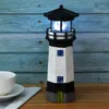 LED Güneş Lighthouse Dönen Işık Beacon Lamba Ev Bahçe Yard Açık Dekor