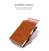 Mężczyźni Cykey Vintage Leather Slim Smart Mini RFID Metal Porte Carte Portfele