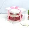 ギフトラップ4/6/8 / 10インチ透明ケーキボックスデザートショップDIYの結婚式の花ケースパーティーの装飾のための誕生日のケーキボックスの誕生日の包装箱