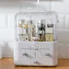 Creative Desktop Organizer Transparent Cosmetic Storage Box Protable Makeup Drawer Rotating Travel s Mirror 210922