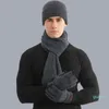 2021 moda europea e americana autunno e inverno vestito caldo colore misto lana lavorata a maglia ispessita cappello sciarpa guanti set regalo in tre pezzi