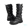 Bottes de combat pour hommes à lacets Bottes Westerm Boucles Botte de moto Streetwear Zapatos De Hombre