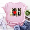 ZoGankin Leopard Love Heart Print T Shirt Kobiety Czarny T-shirt Harajuku Tshirt Summer Faster Casual Krótki Rękaw Tee Koszula X0527