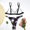 Kvinnors badkläder Sexig Beach Bikini Set Print Brasilian Set High Cut Two Piece Swimsuit Biquinis 2021
