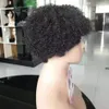 Mongolisk kort lockigt mänskligt hår peruk för svarta kvinnor afro kinky remy naturlig färg peruk med lugg