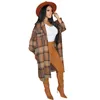 Women's Trench Coats Women's EWSFV 2022 Autumn Women Style Selling Fashion Casual All Match Suit Collar Plaid Long Sleeved Jacket
