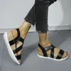 Zapatos de vestir para mujer Sandalias de verano Peep-Toe Slip en plano para mujer Estilo romano Sandalia Sandalias Sandalias Flip Flops # G1