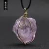 Złoty drut owinąć surowe uzdrowienie Reiki Kamień Wisiorek Kobiety Jade Crystal Semi-Precious Gem Necklace Energy Biżuteria