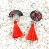 Pins, broscher Kinesisk stil Retro Sakura Pin Lantern Handfläkt Röd Lång Tassel Brosch Elegant Ladies Tillbehör Personlighet Creative Badge