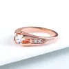 Double Fair 0.5 Anéis de Casamento Cúbicos de Zircão para Mulheres Rosa Gold / Prata Color Tone Jóias de Noivado