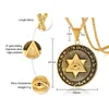 Hängsmycke Halsband Triangel Illuminati Alla ögon Guld Rostfritt Stål Masonic Halsband Star av David Round Pendants Män Hip Hop Smycken