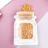 Food Storage Zipper Bags Smell Proof Reusable Mason Jar Lock Stand Up Bag Bottle Shape Plastic Grade Bags Gifts