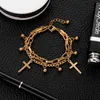 Charm Bracelets Luxury Gold Jewelry Bracelet Multilayer Chain Cross Beads Stainless Steel For Women Pulseras 2021