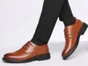 Brown Green Black Cowhide Men Dress Shoes Leather Style Round Toe Soft-Sole Fashion Business Oxfords Homme
