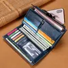 Stor äkta läder avtagbar korthållare handväska koppling lång telefonväska mynt plånböcker