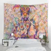 Färgglada Pearl Elephant Tapestry 3D Mosaic Style Hippie Boho Vägg Tapestries Mandala Fabric Mat Living Room Decor 210609