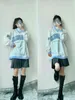 Pull à col en V créatif Top pour femme Style Harajuku Sweat-shirt surdimensionné Sweat à capuche Veste Rétro College Casual Top pour femme 211109