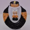 Earrings & Necklace Black Gold AB Nigerian Wedding African Beads Jewelry Set Crystal Beaded Gifts 8LBJZ03
