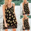 Casual Jurken Dames Sexy Jarretel Jurk Zonnebloem Print Kant Stitching Mouwloze Backless Tube Top Dress # G30