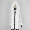 Bluenessfair Vattentät Long Parka Real Fur Coat Natural Fur Collar Hood OuterWear Winter Jacket Kvinnor Varm Streetwear 211007