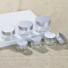 5g 10g Frosted Clear Amber Glass Jar Cream Bottle Container with Black Silver Gold Lid and Inner Pad