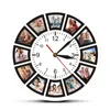 Maak je eigen aangepaste 12 foto's Collage Instagram Custom Home Wall Clock Personalized Family Photos Printed Clock Wall Watch 210325