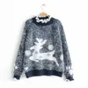 JOCoo Jolee Women Loose Boże Narodzenie Sweter Z Długim Rękawem Turtleck Deer Drukowanie Rok Sweter Casual Ruffles Pullover Bluzy 210518