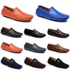 leathers doudous men casual driving shoes Breathable soft sole Light Tans black navys whites blue silver yellows greys footwear all-match outdoor cross-border