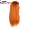 Orange färg kinky rak syntetisk pannband peruk för svarta kvinnor värmebeständig fiber full grov yaki globess peruker med hår sc3118639