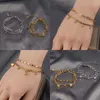 Bracciali in acciaio inossidabile con bracciale a doppio strato per catena da donna con ciondolo a forma di moneta,