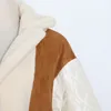 Patchowrk Lammwolle Denim Jacke Für Frauen Revers Lange Hülse Quaste Mantel Lässig Weiblichen 2021 Winter Mode Neue