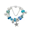 Brins océan série bleu grand trou cristal perles de verre bracelet pentacle étoile pendentif tortue amour ornements en gros