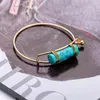 Gold Plating Verpakt cilinder kolom Stone Bangle Charm Rozenkwarts Healing Druzy Stones Armbanden Sieraden maken