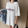 Yedinas Summer Print T Shirt Women Casual Loose Short Basic shirts Letter Graphic Shirts Funny ee ops Female 210527