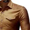 Designs Brand Fashion Jeans Shirt Long-Sheeves Lavable Cowboy Shirt Pocket Decoration Mens Robe Shirts Slim Men Shirt Style à