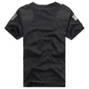 IDOPY夏の男性の米軍のパッチワークのポケットTシャツQuick Dry Combat Militory Style TShirts Thirtsティー210707