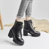 Женский Botas Mujer Women Boots Square Face платформы Zapatos Geual кожаный бедро 8 см высокие каблуки насос мотоцикла прохладная обувь