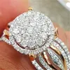 Anéis de casamento estilo único feminino pequeno anel de pedra de zircônio luxo grande prata ouro noivado bonito moda dedo para mulheres