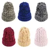 Gorros de cola de caballo para mujer, gorro de punto con giro de invierno, gorro de lana cálido horsetai, gorro de calavera, gorro de esquí de ganchillo para exteriores ZWL139