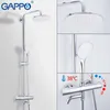 GAPPO Thermostat-Duschsystem, Chrom-Schwarz-Wasserhahn, Badezimmer, Badewanne, Duscharmatur-Set, Wasserfall-Regenduschkopf, Badewannenarmaturen X0705