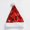 Kerstmis Rode Sequin Hoeden Pom Pom Pluche Caps Xams Lichtgevende Santa Beanie Volwassen Pailletten Hoed Indoor Kerst Decoratie Feestartikelen DH2020