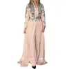 Blush Pink Moroccan Kaftan Dress Dress Pant Garnitury Aplikacje Prom Algierski Celebrity Party Formalne Suknie Długie Rękawy Islamskie Muzułmańskie Kobiety Specjalne okazje