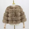 Rose Java 1801 manteau de fourrure véritable femmes hiver veste de fourrure épaisse manteau de fourrure court en gros véritable manches courtes 211019