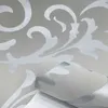灰色の3Dビクトリア朝のダマスクマスクエンボスペーパーロール家の装飾リビングルームの寝室のカバーシルバー花の高級壁紙