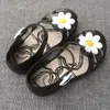 Blomma skor våren sommargelé sko solros sandaler baotou flicka non-slip kids sandal toddler svart färg