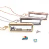 Blandade 10st / lot upprätt Rec Floating Charm Plain Locket Magnetic Living Glass Memory Locket Halsband Kvinnor Julklappar x0707